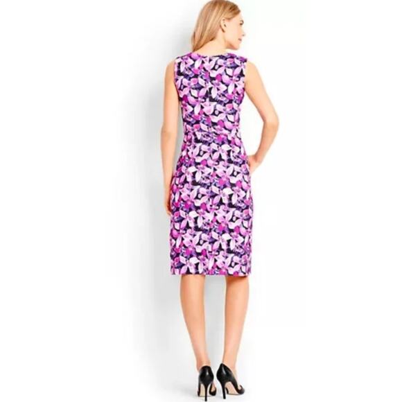 Lands' End Womens 10 Dress Knee Length Sleeveless Purple Iris Floral Stretch - Picture 2 of 12